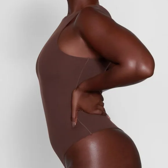 SKIMS!! Fits Everybody High Neck Thong Bodysuit- In Cocoa!! SOLD OUT COLOR!! - Picture 3 of 9